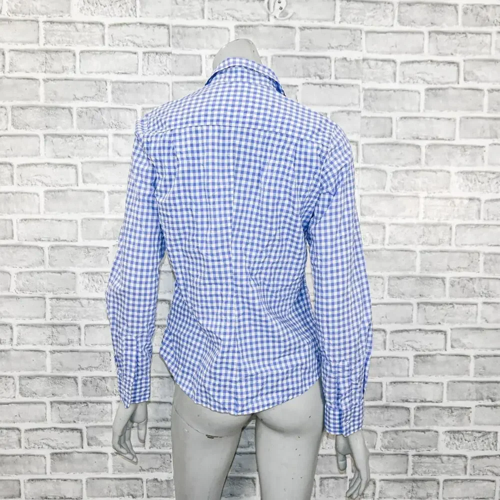 Frank & Eileen Button up BARRY Shirt Blue Gingham check size Small - Picture 6 of 10